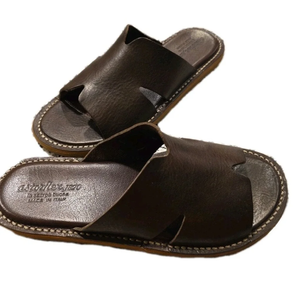 NICE Astorflex Haichflex Brown Leather Sandals Size 44 Made In Italy Vera Pelle